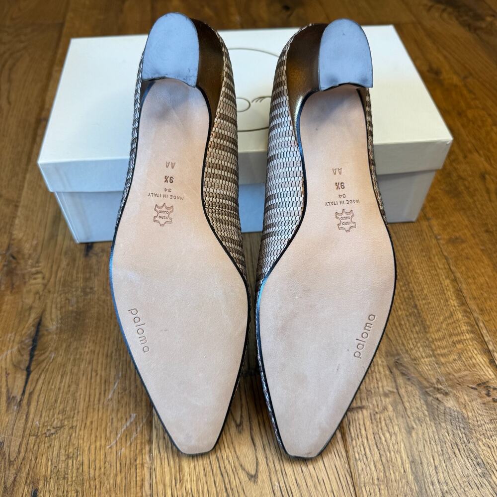 Vintage Paloma Pumps 9.5 AA Metallic Pewter Copper Made in Italy New in Box - Picture 5 of 5